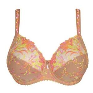 Prima Donna Las Salinas Full Cup Bra Sz 34D US Cognac Color Embroidered Colorful